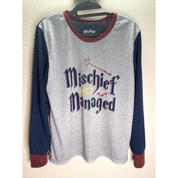 Warner Bros. Tops - Harry Potter Mischief/Managed Blue & Gray Shirt M
